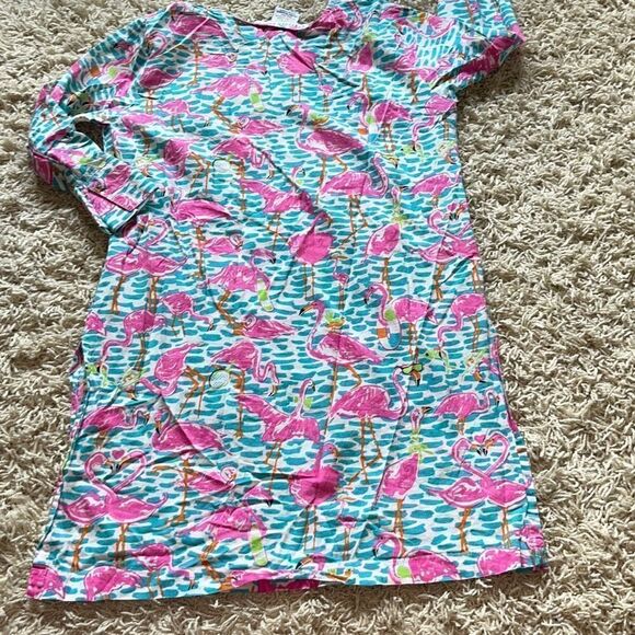 Gretchen Scott Cotton Gauze Tunic Beach Cover Up Pink Flamingos Small S EUC - Picture 11 of 15